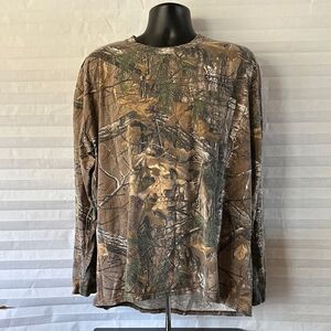 Russell Outdoors Men's Brown Long Sleeve T-Shirt Size 3XL Hunting Camo Style Tee